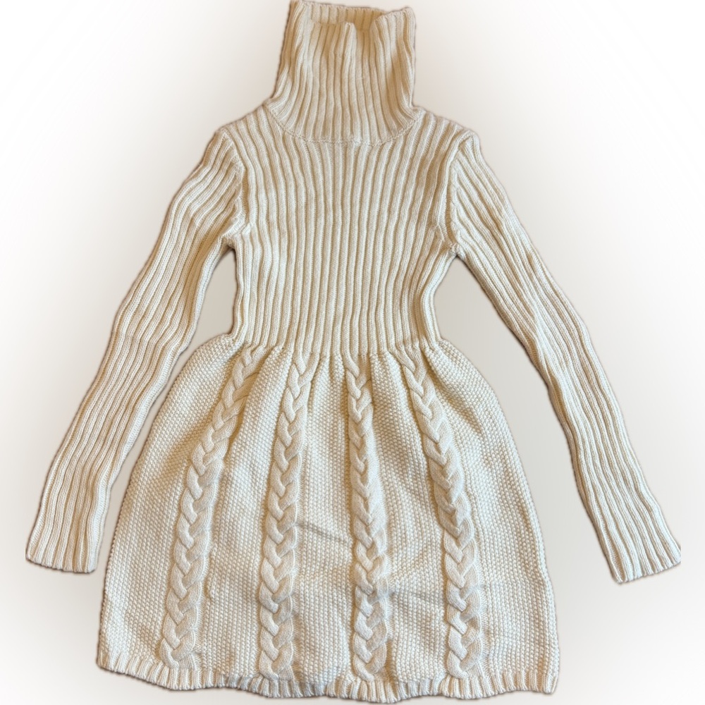 Rachel Zoe Cream Cable Knit Kids Dress